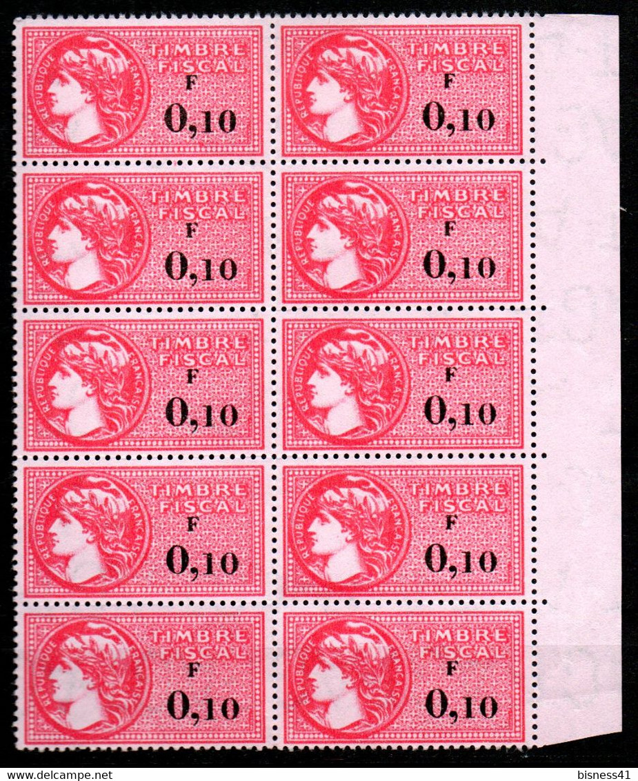 ColMB  France Fiscaux Bloc De 10 Neuf XX MNH - Steuermarken