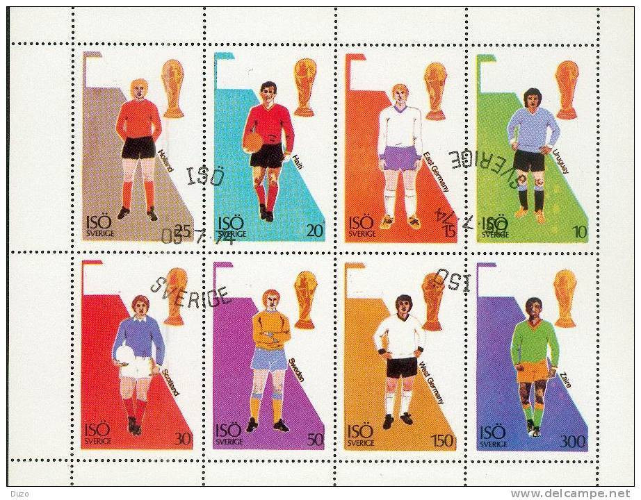 Suéde - Bloc Feuillet De 8 Valeurs Oblitérés - Coupe Du Monde De Football 1974 (Allemagne) - 1958 – Suecia