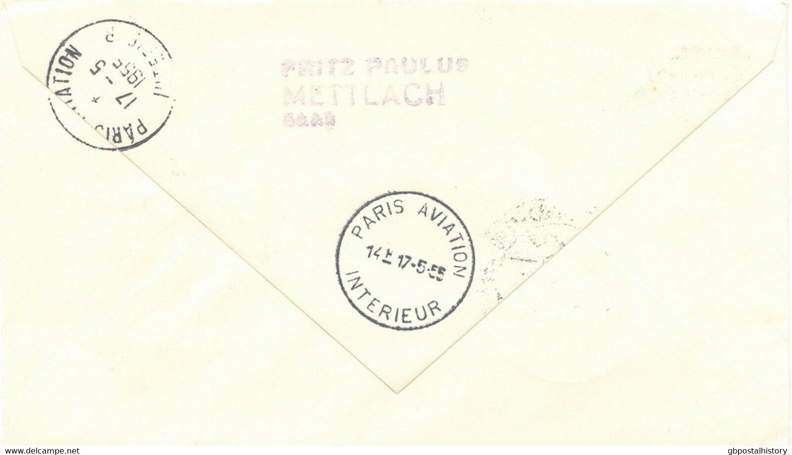 SAARLAND 1955 Zuleitung Aus Mettlach Zum Erstflug Dt. Lufthansa FRANKFURT-PARIS - Airmail