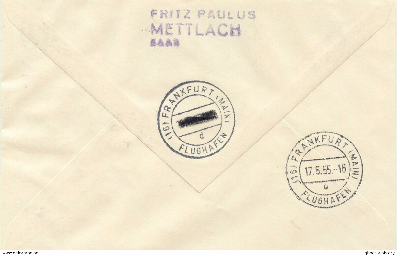 SAARLAND 1955 Zuleitung Aus Mettlach Zum Erstflug Dt. Lufthansa FRANKFURT-PARIS - Airmail