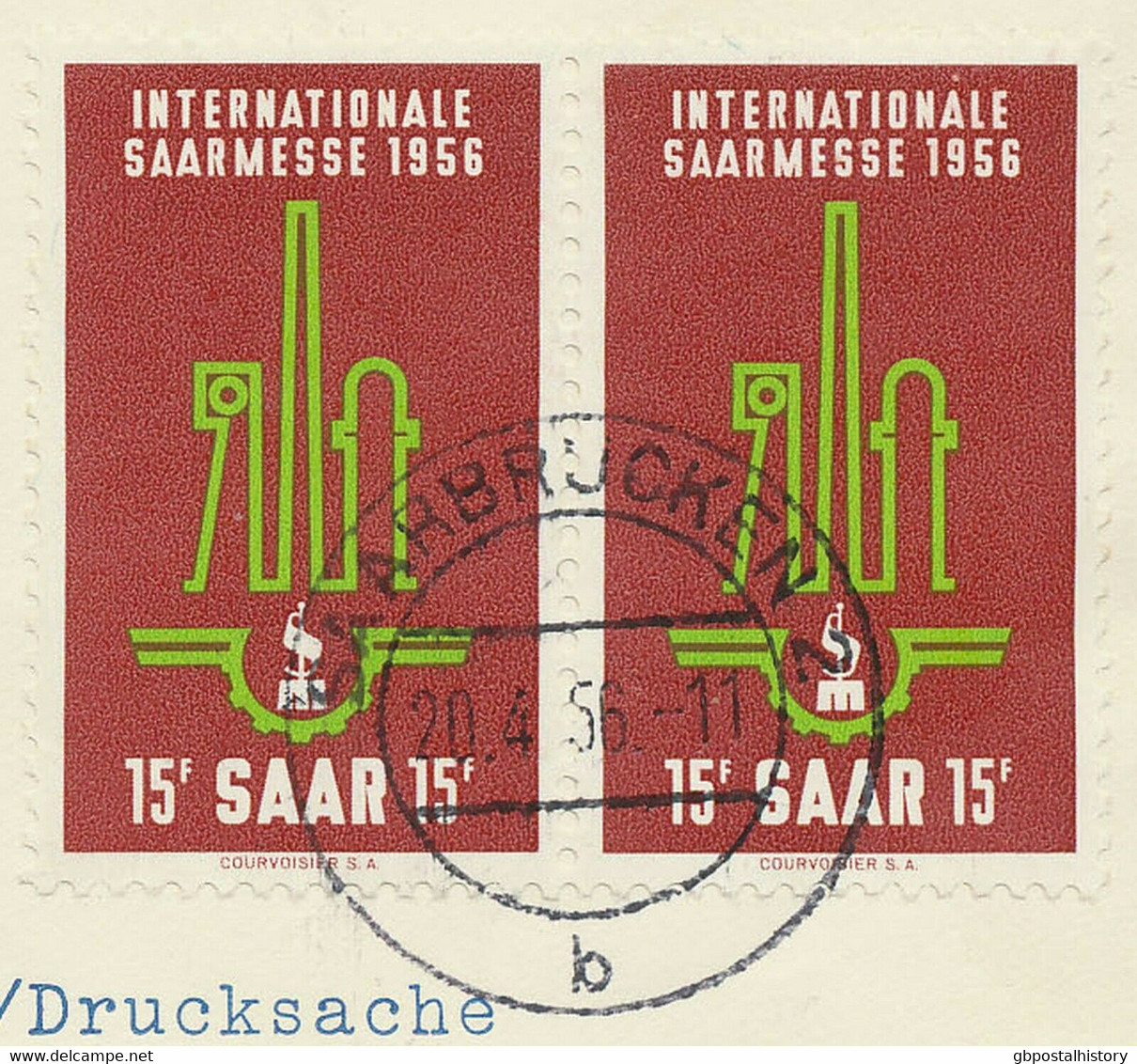 SAARLAND 1956 Mitläuferpost Erstflug Dt.Lufthansa LH432 "FRANKFURT - MANCHESTER" - Posta Aerea