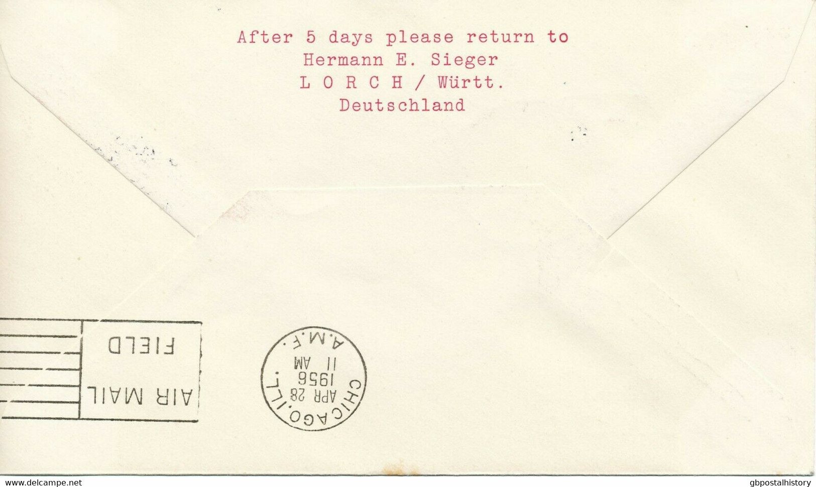 SAARLAND 1956 Mitläuferpost Erstflug Lufthansa LH432 FRANKFURT-CHICAGO/MONTREAL - Aéreo