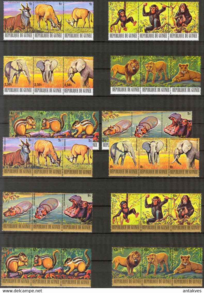 Guinea 1977 Fauna Animals Set Of 36 Mi.: 793/828 55,00 Eur. MNH - Chimpancés