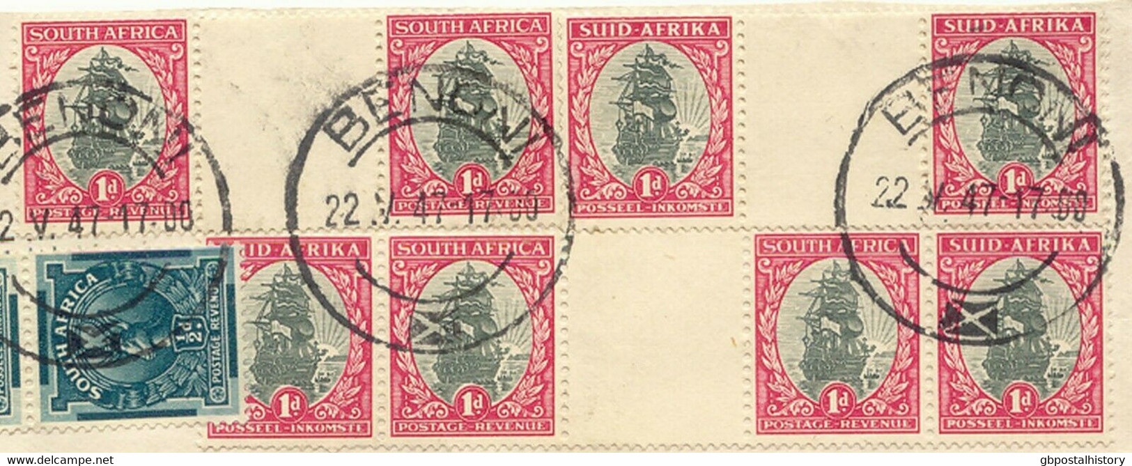 SOUTH AFRICA 1947 VF Early After War AIRMAIL Cover From BENONI THREE GUTTERPAIRS - Airmail