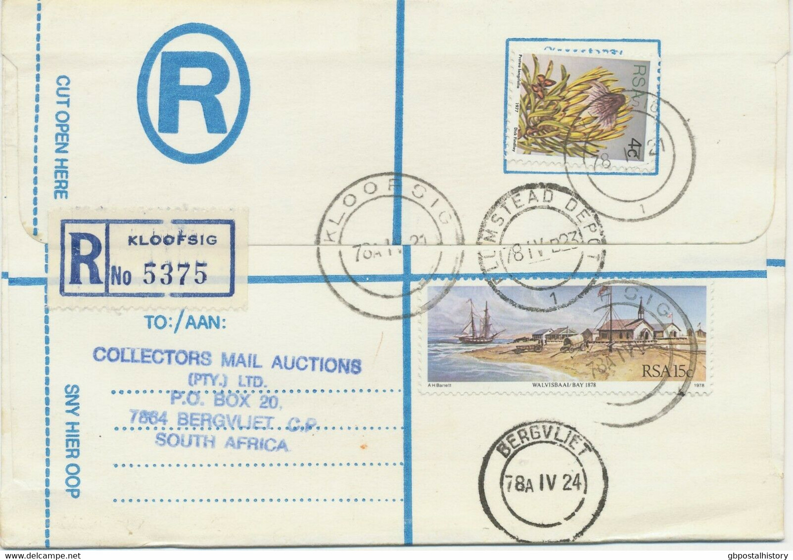 SOUTH AFRICA "KLOOFSIG" (2 Types), "BERGVLIET" And Very Rare "PLUMSTEAD DEPOT" - Cartas & Documentos