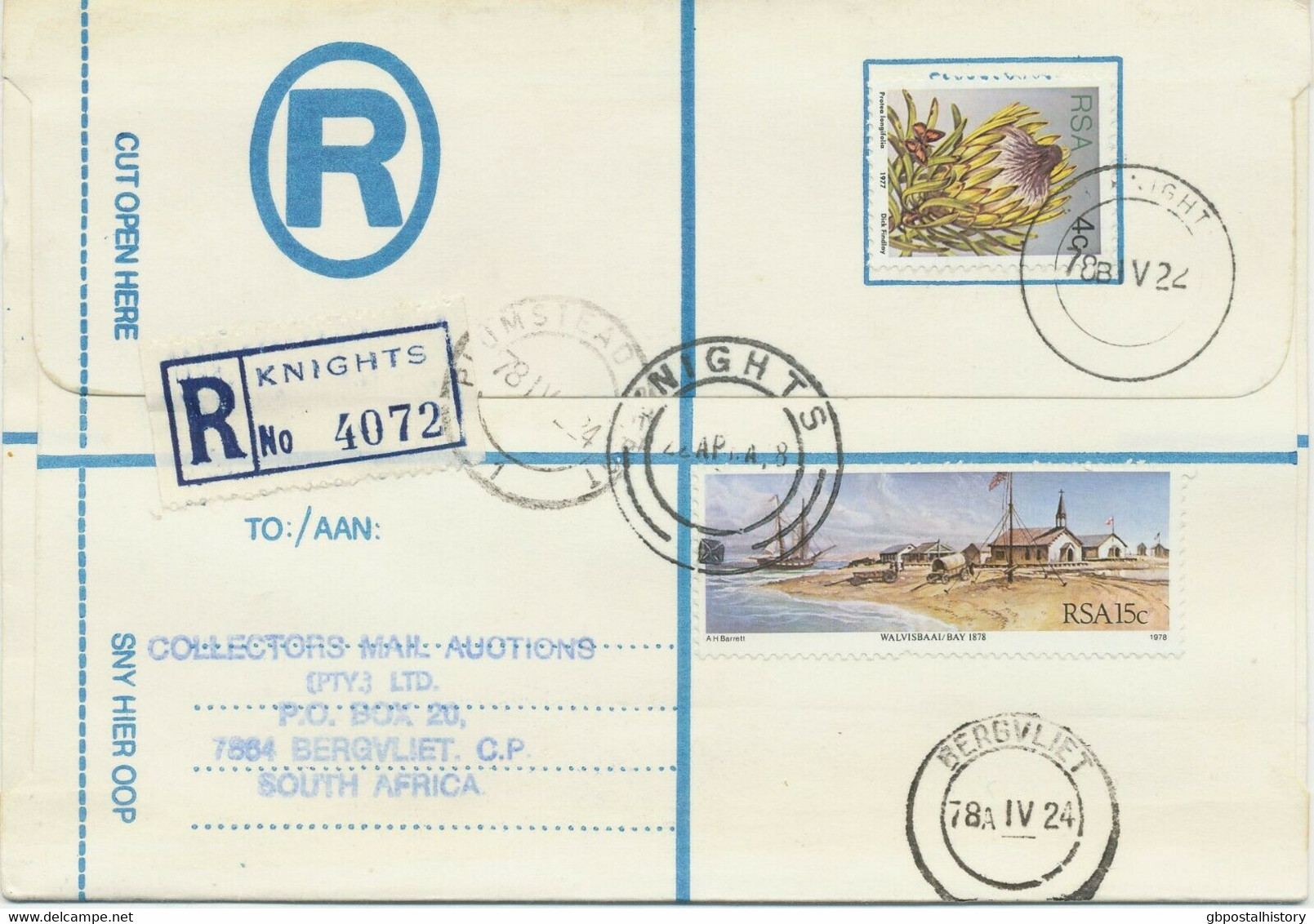 SOUTH AFRICA "KNIGHTS" (2 Types), "BERGVLIET" And Very Rare "PLUMSTEAD DEPOT" - Storia Postale