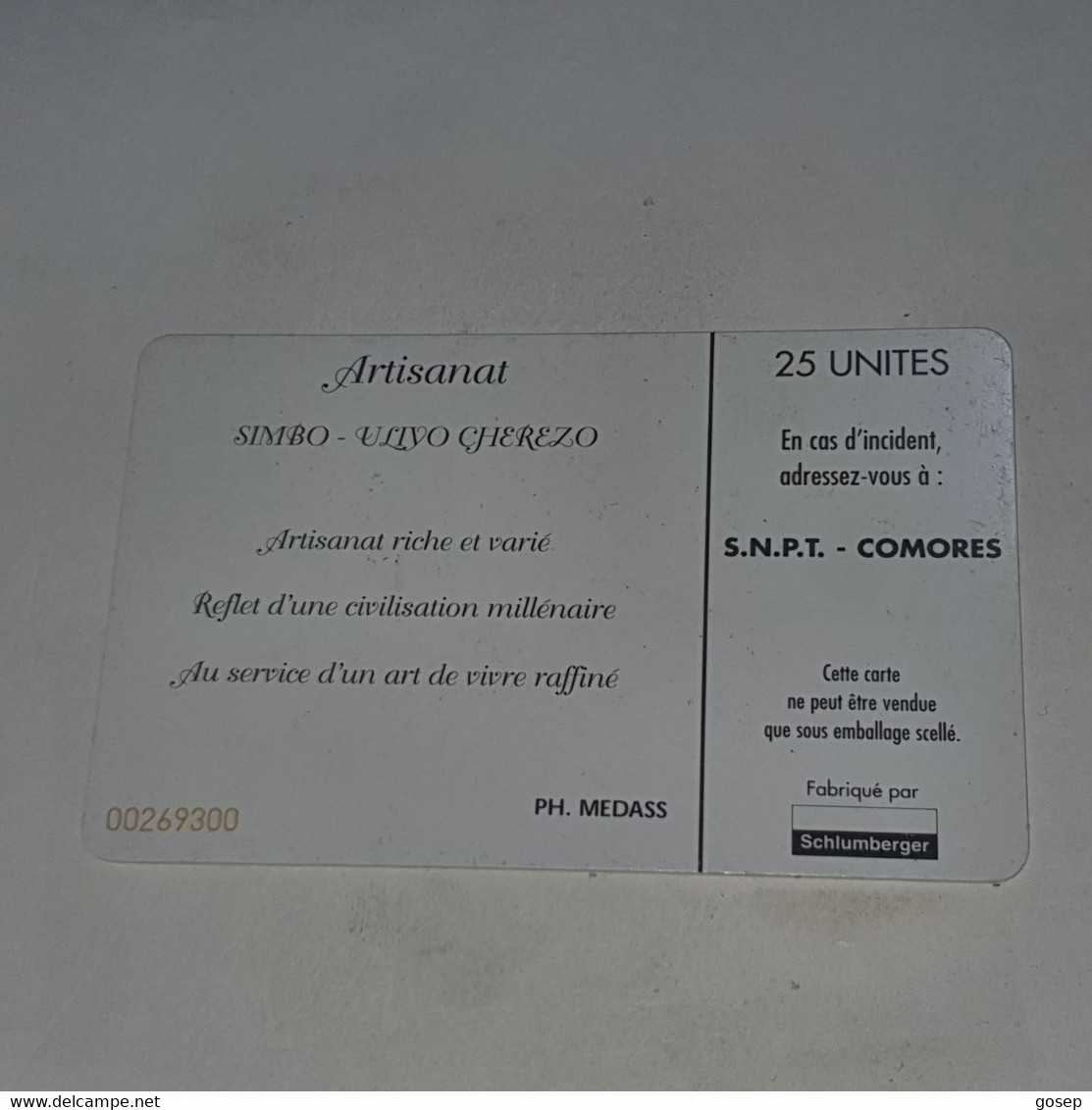 Comores-(KM-OPT-0012Bb/1)-artisanat-(4)-(25units)-(00269300)-used Card+1card Prepiad/gift Free - Comores