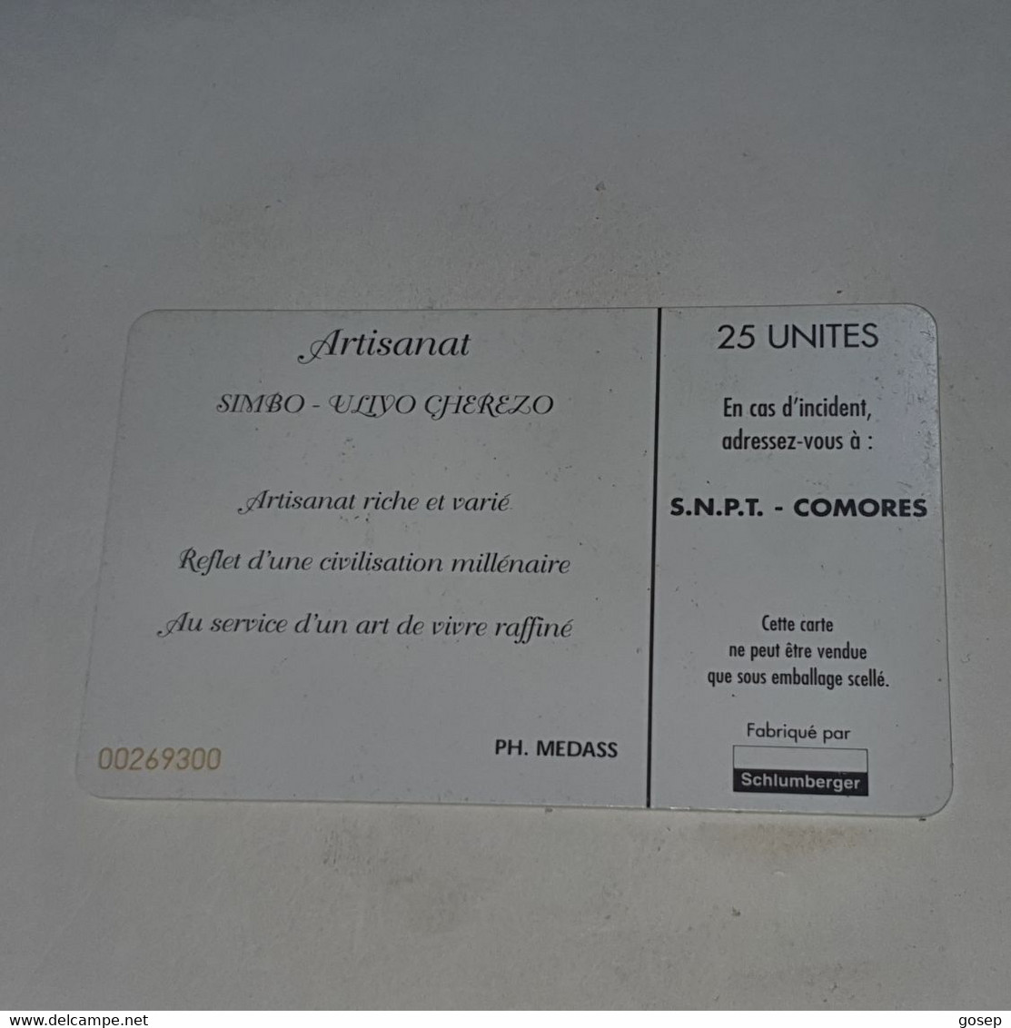 Comores-(KM-OPT-0012Bb/1)-artisanat-(4)-(25units)-(00269300)-used Card+1card Prepiad/gift Free - Komoren