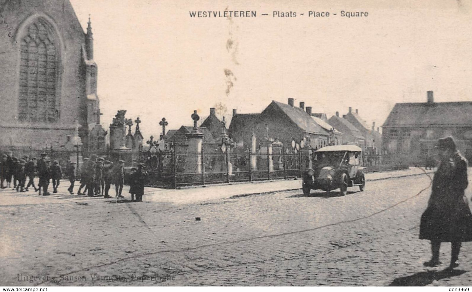 Belgique - Flandre Occidentale - WESTVLETEREN - Plaats - Place - Automobile, Eglise, Cimetière, Militaire - Vleteren