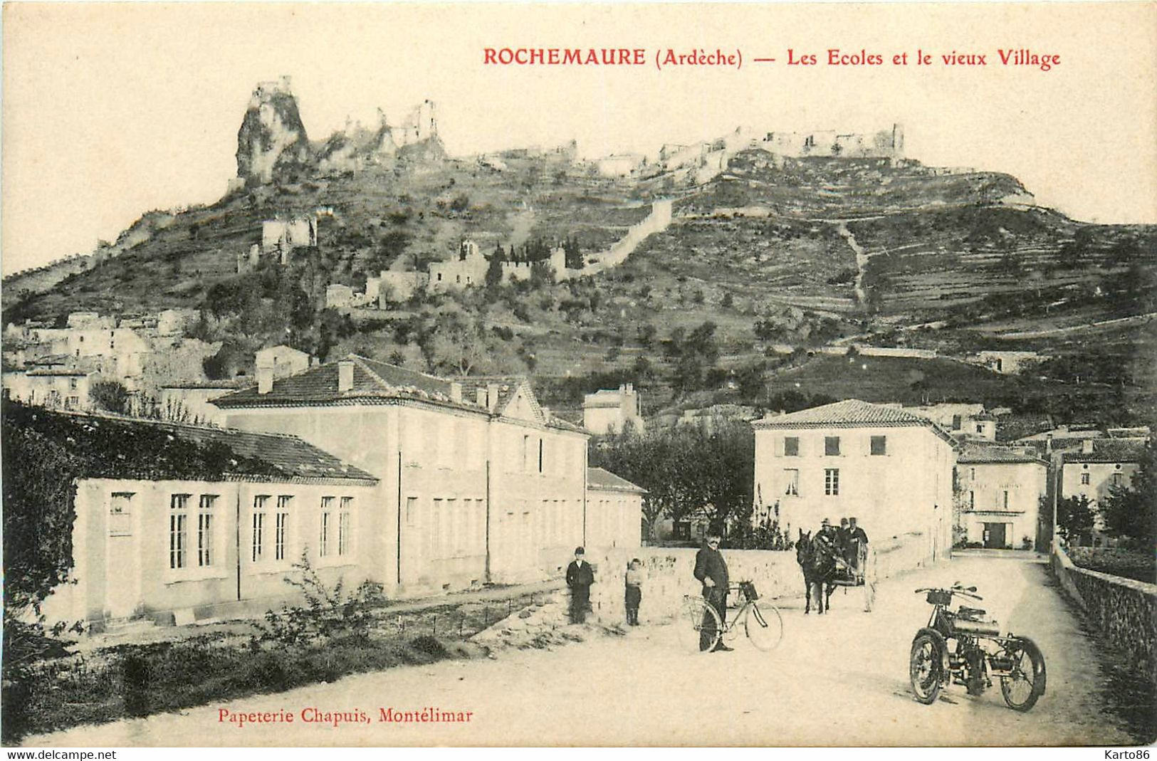 Rochemaure * Vue Sur Les écoles Et Le Vieux Village * Moto Tricycle Motocyclette - Rochemaure