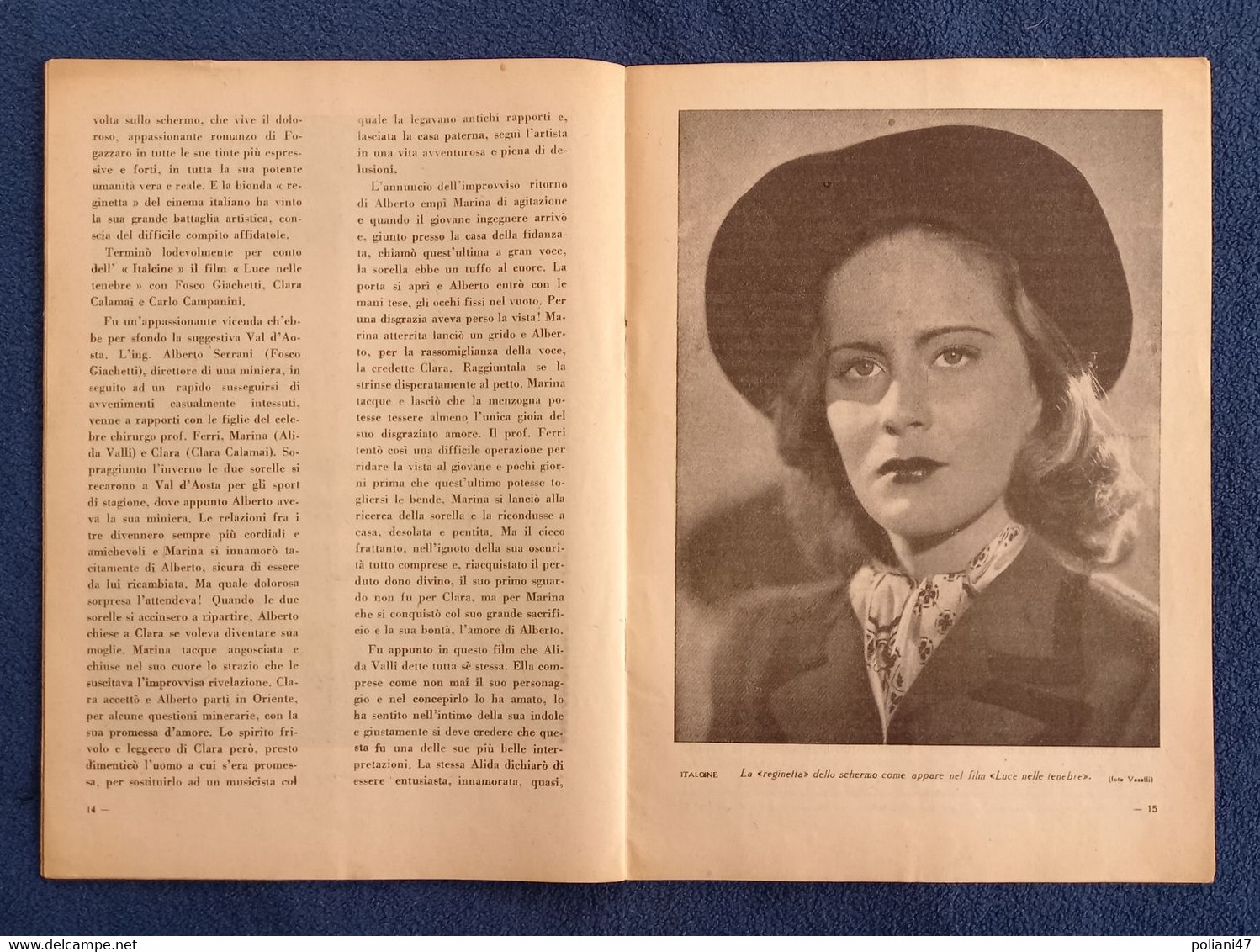 0479 "ALIDA VALLI LA REGINETTA DELLO SCHERMO DI PIETRO OSSO - FOTO CIOLFI - POETESSA O ATTRICE? 1942" RIVISTA II° ED - Kino