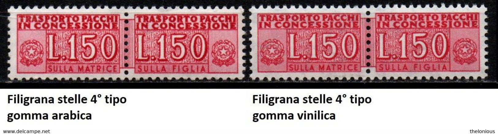 # 1968 Italia Pacchi In Concessione 150 Lire Fil. Stelle 4 Gomma Arabica E Vinilica - MNH ** - Colis-concession