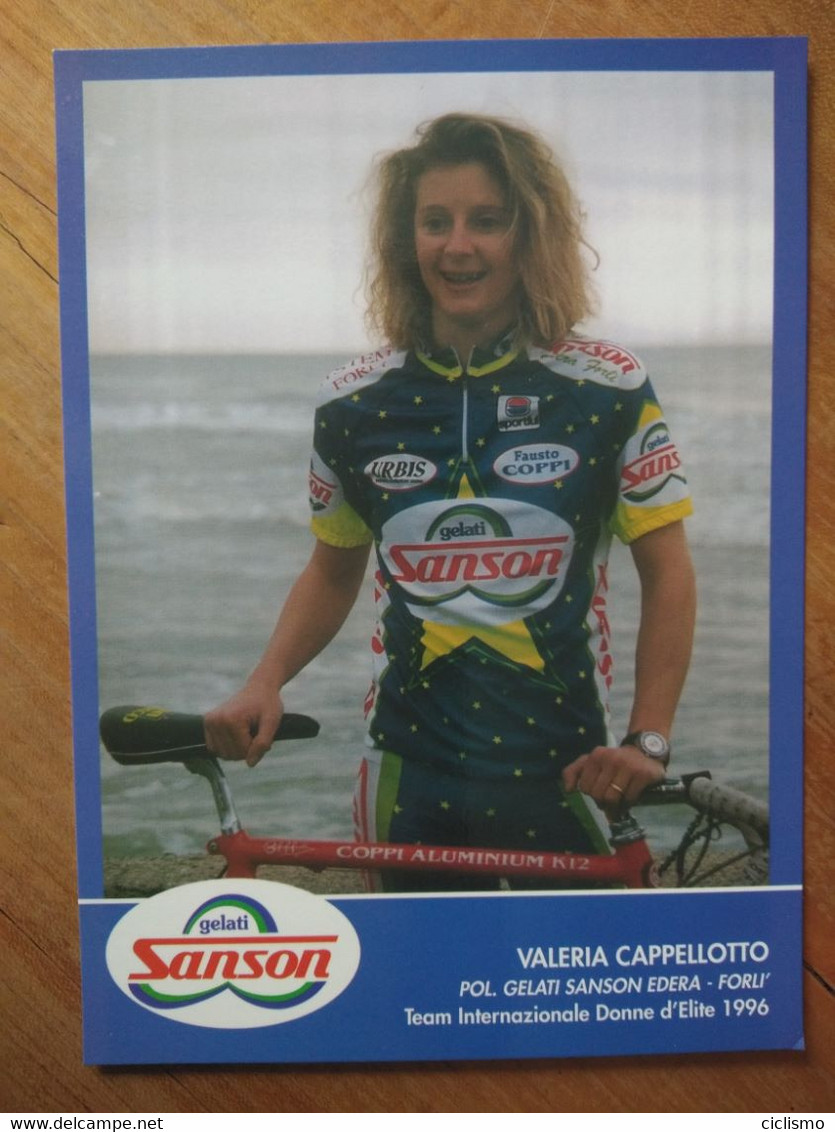 Cyclisme - Carte Publicitaire GELATI SANSON EDERA  1996 : Valeria CAPELLOTTO - Cycling