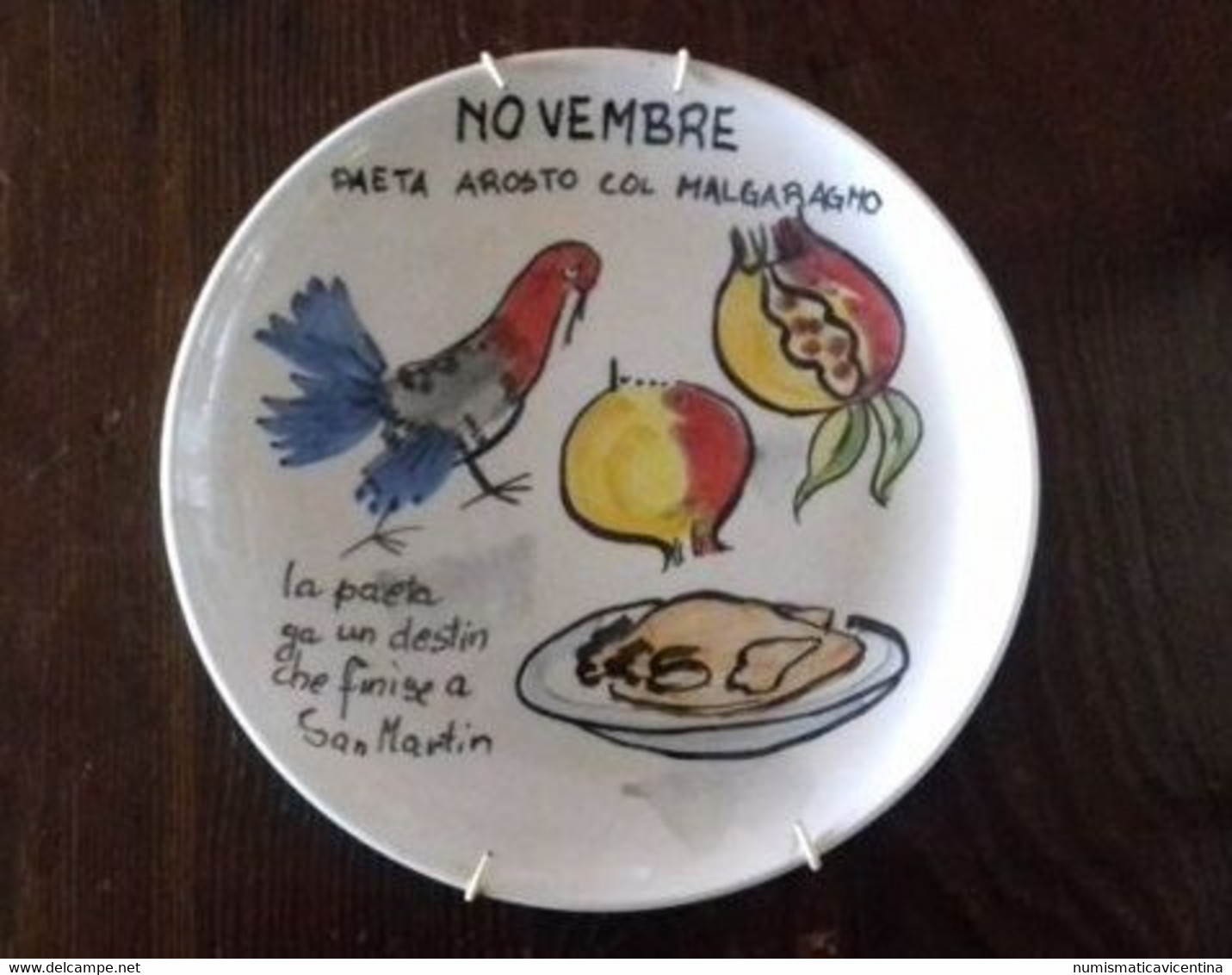 Piatto Ceramica Vicentina Serie Cucina Regionale Vicenza Anni '60 Mese Novembre - Bassano (ITA)