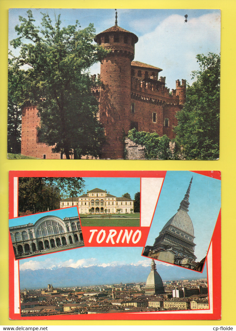 ITALIE . PIEMONTE . TORINO . " CASTELLO MEDIOEVALE . BORGO VALENTINO " & " MULTI-VUES " . 2 CPM - Réf. N°29602 - - Collezioni & Lotti