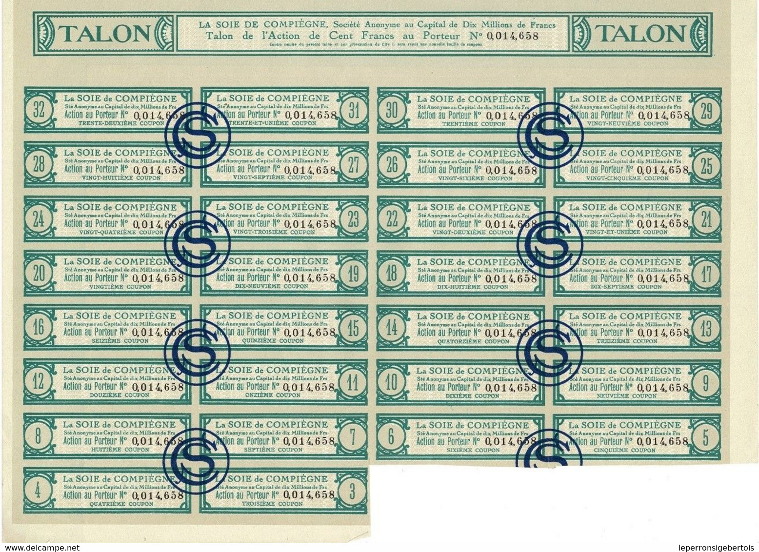 Titre Ancien - La Soie De Compiègne - Société Anonyme - Titre De 1925 - N) 0.014.658 - Textile