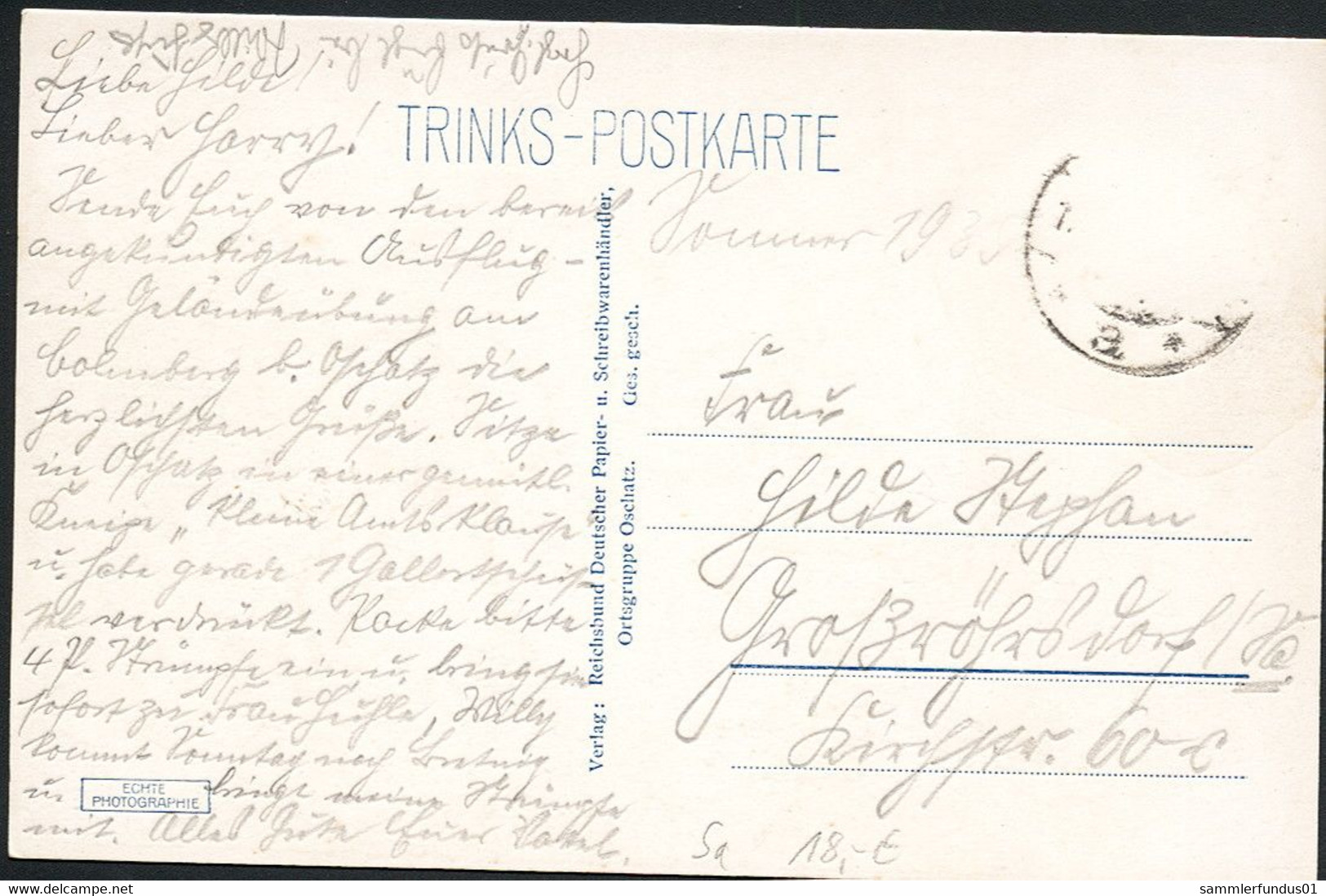 AK/CP Oschatz  Rosmarinstrasse   Gel/circ .1935  Erhaltung/Cond. 2 , Briefmarke Sauber Abgelöst Nr. 01265 - Oschatz