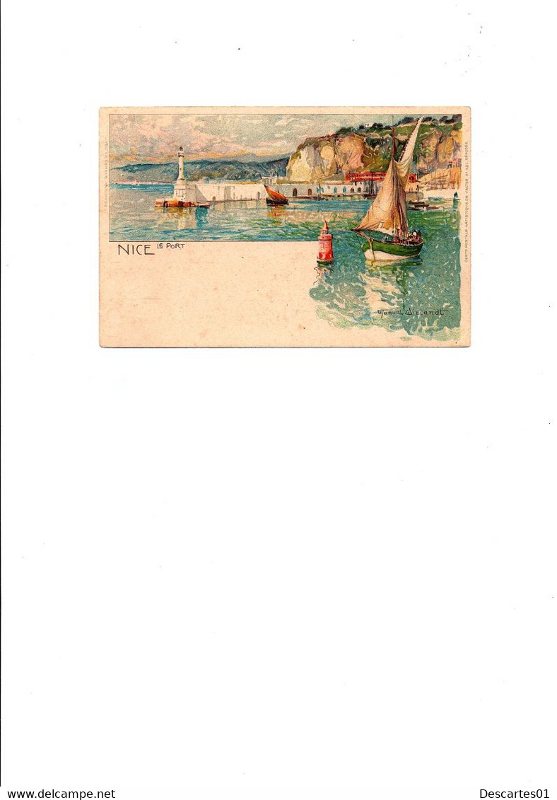 C P A ANIMEE LITHOGRAPHIE WIELANDT MANUEL  NICE LE PORT CIRCULEE NON - Wielandt, Manuel