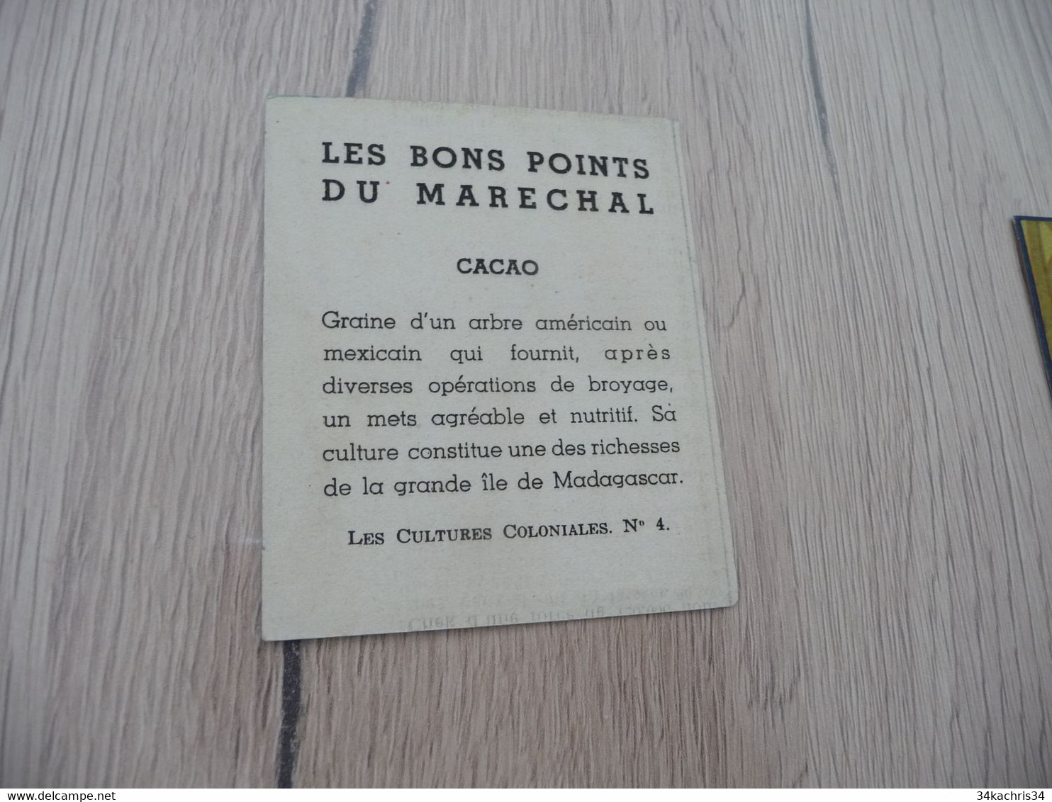 Bon Point Propagande 39/45 Du Maréchal Les Cultures Coloniales N°4 Cacao - Sonstige & Ohne Zuordnung