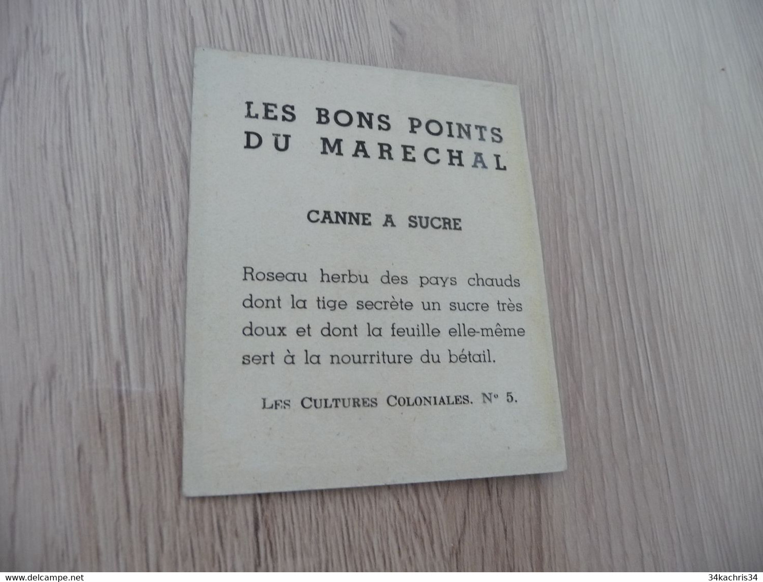 Bon Point Propagande 39/45 Du Maréchal Les Cultures Coloniales N°5 Canne à Sucre - Sonstige & Ohne Zuordnung