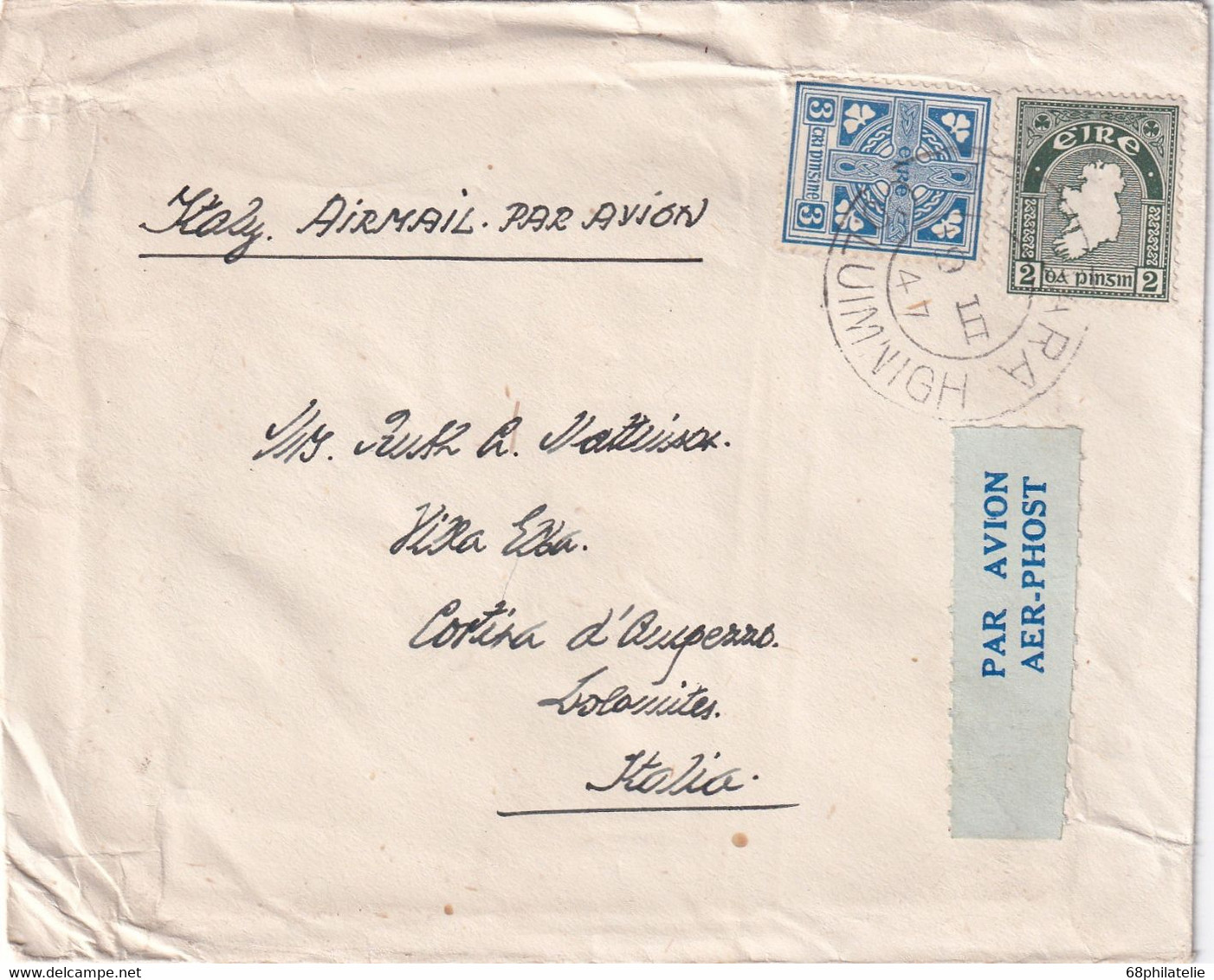 EIRE 1947        ENTIER POSTAL/GANZSACHE/POSTAL STATIONARY PLI AERIEN - Storia Postale