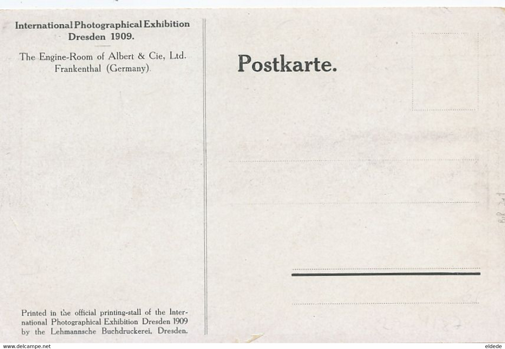 Albert Cie Engine Room Frankenthal  International Photography Exhibition Dresden 1909 - Frankenthal