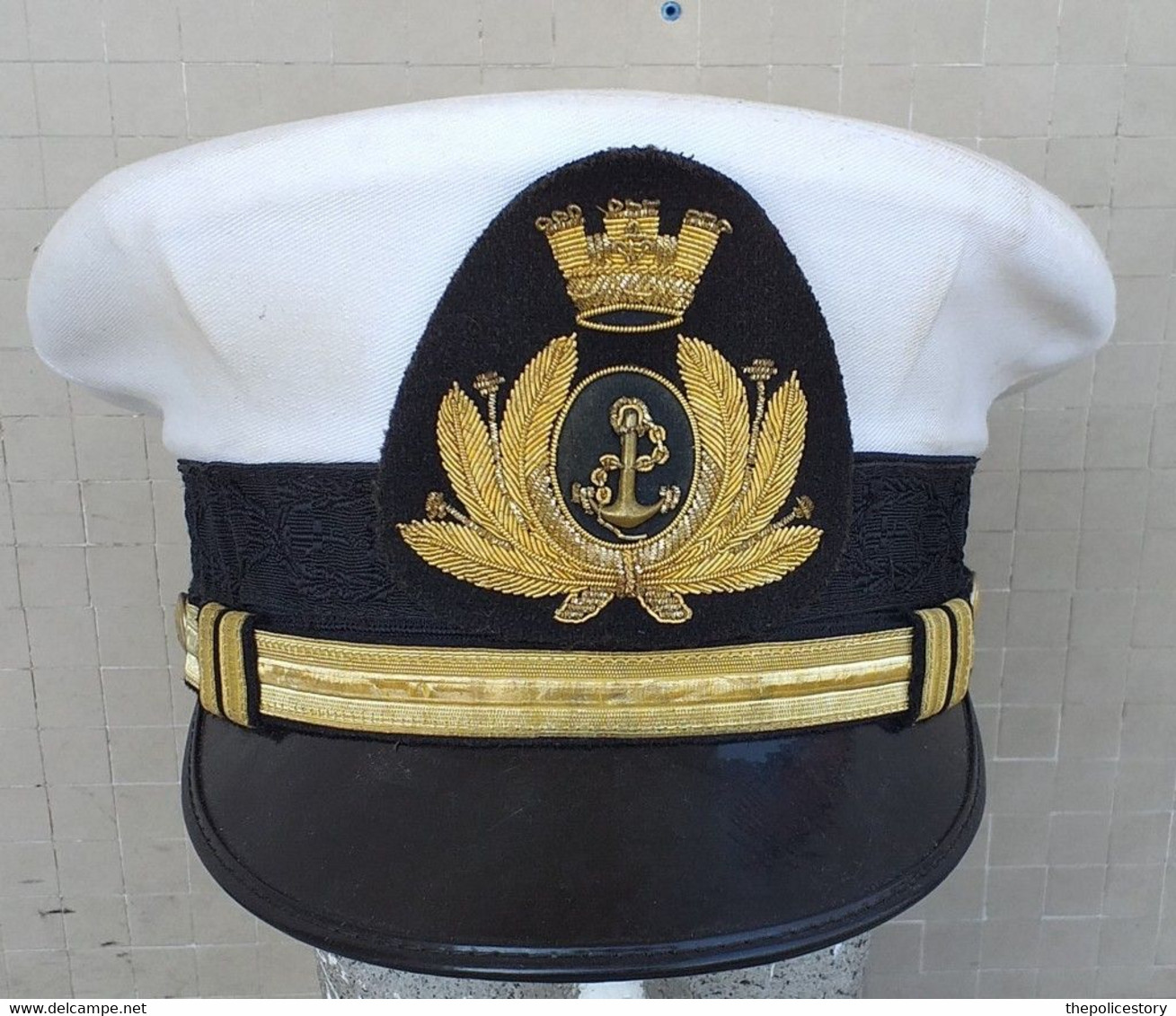 Berretto Visiera Anni '90 Da Ufficiale Marina Militare Originale Completo - Casques & Coiffures