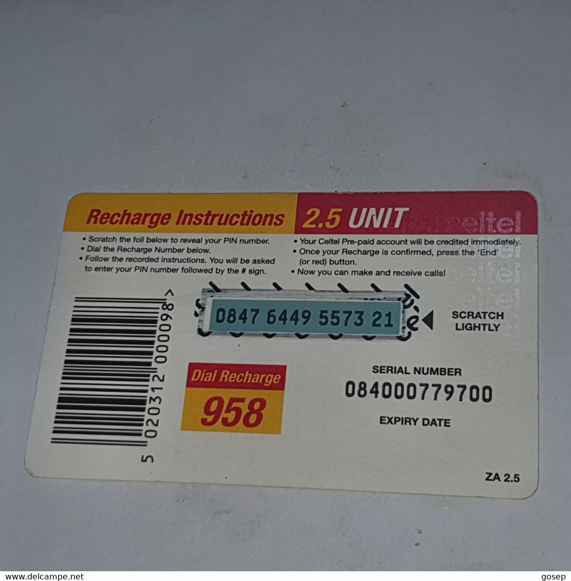 Zambia-(ZM-CEL-REF-0010A/2)-BOYS 3-(3)-(2.5unit)-(0847-6449-5573-21)-used Card+1card Prepiad Free - Zambie
