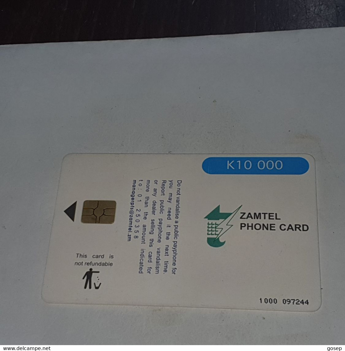 Zambia-(ZAM-Z-02)-blue Sunbird-(10)-(K10.000)(1000-097244)-(look Out Side)-used Card+1card Prepiad Free - Zambie
