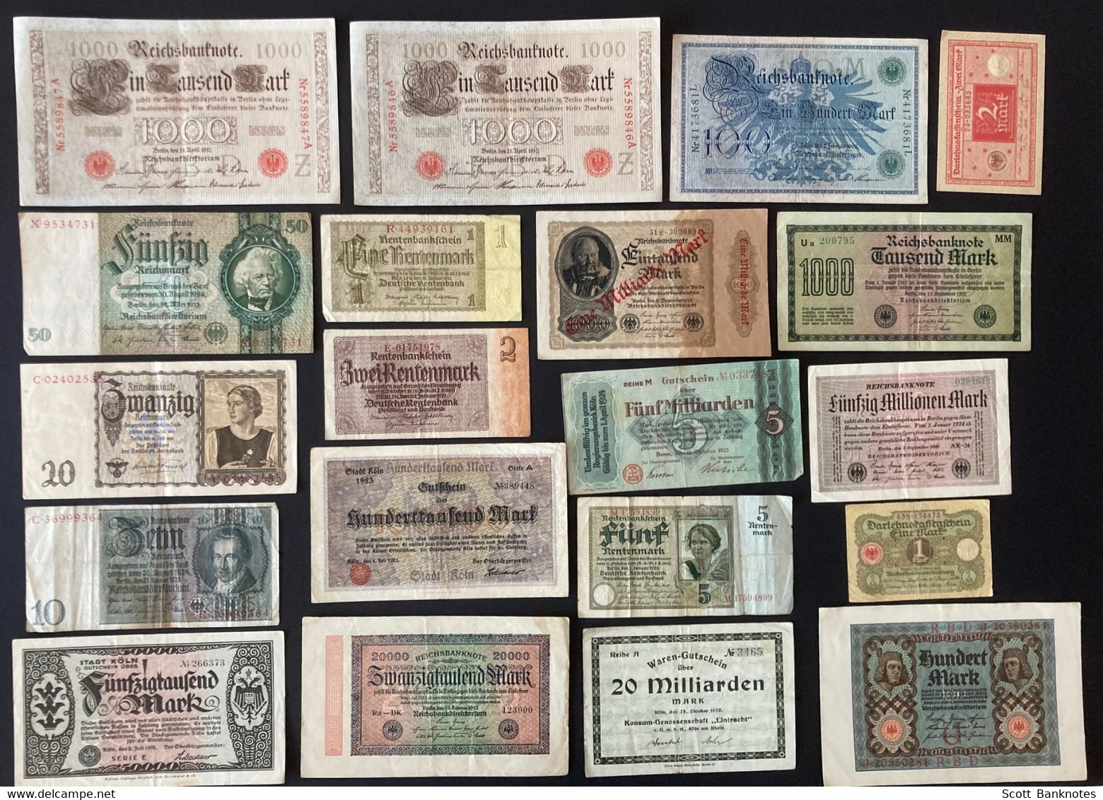 20 X Various German Banknotes - Collezioni