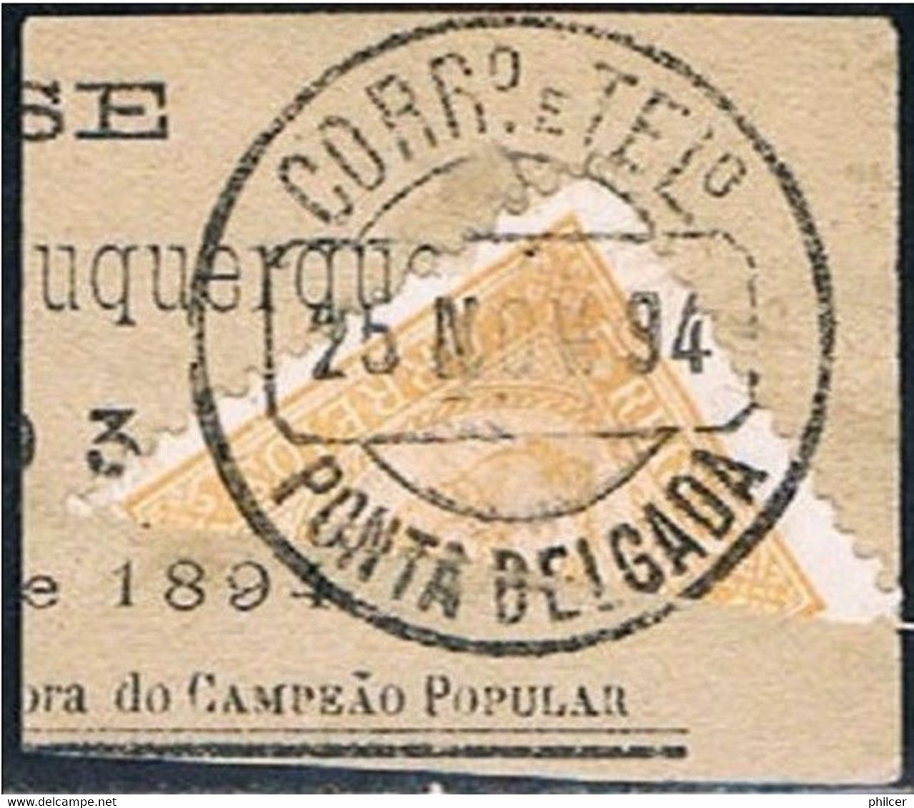 Ponta Delgada, 1892/3, # 1, Bipartido, Used - Ponta Delgada