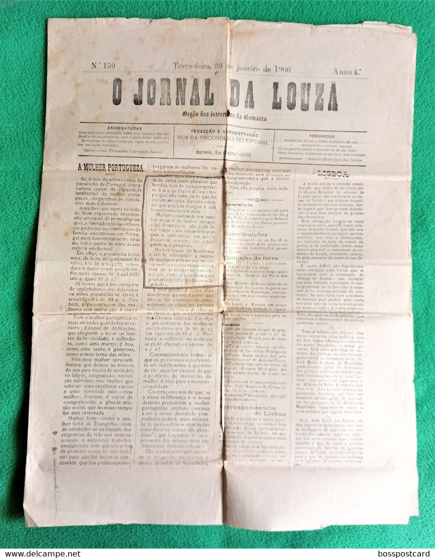 Lousã - O Jornal Da Louzã Nº 159 De 23 De Janeiro De 1906 - Imprensa. Coimbra. Portugal. - Algemene Informatie