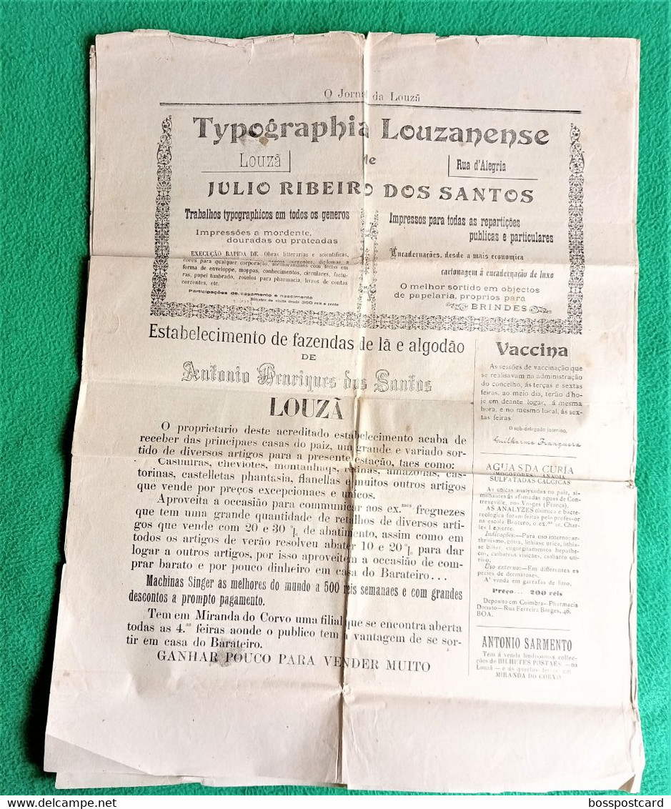 Lousã - O Jornal Da Louzã Nº 159 De 23 De Janeiro De 1906 - Imprensa. Coimbra. Portugal. - Informations Générales