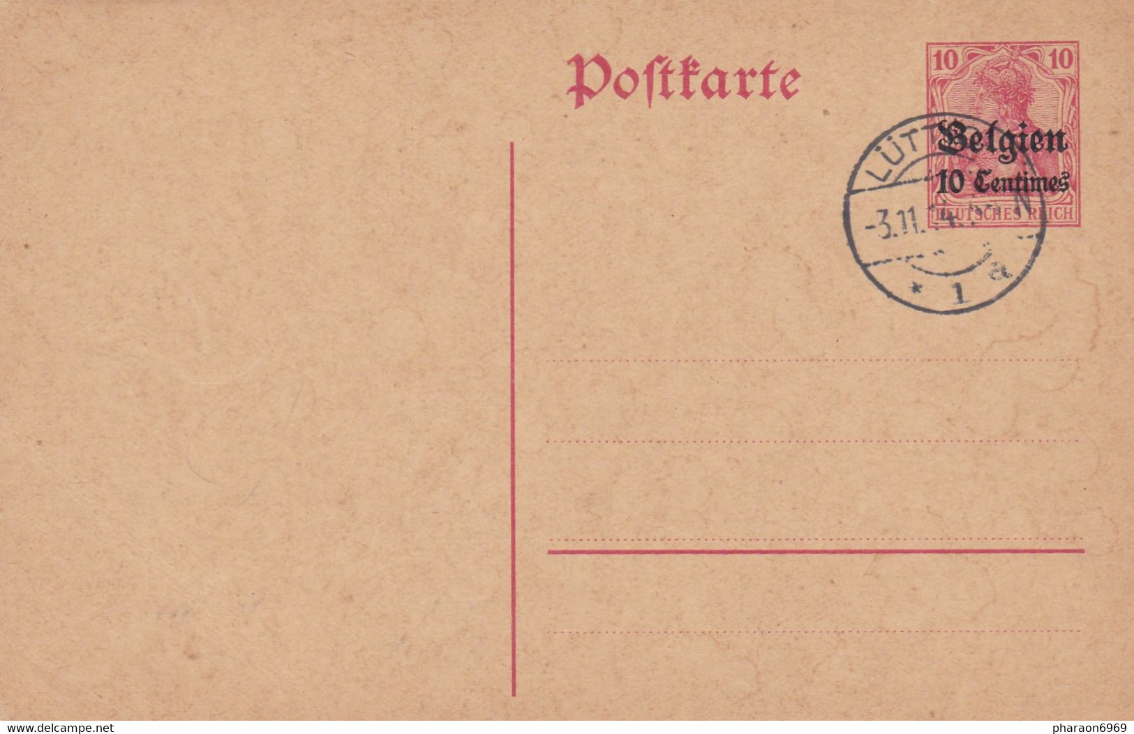 Carte Entier Postal Occupation Allemande Lüttich - Ocupación Alemana