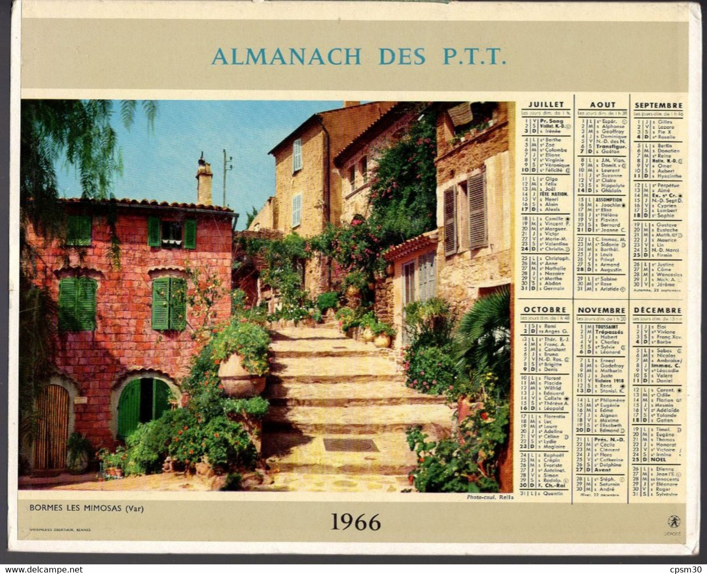 CALENDRIER GF 1966 - Route Des Alpes, Bormes Les Mimosas 83 Var, Imprimeur Oberthur Rennes (calendrier Double) - Grand Format : 1961-70