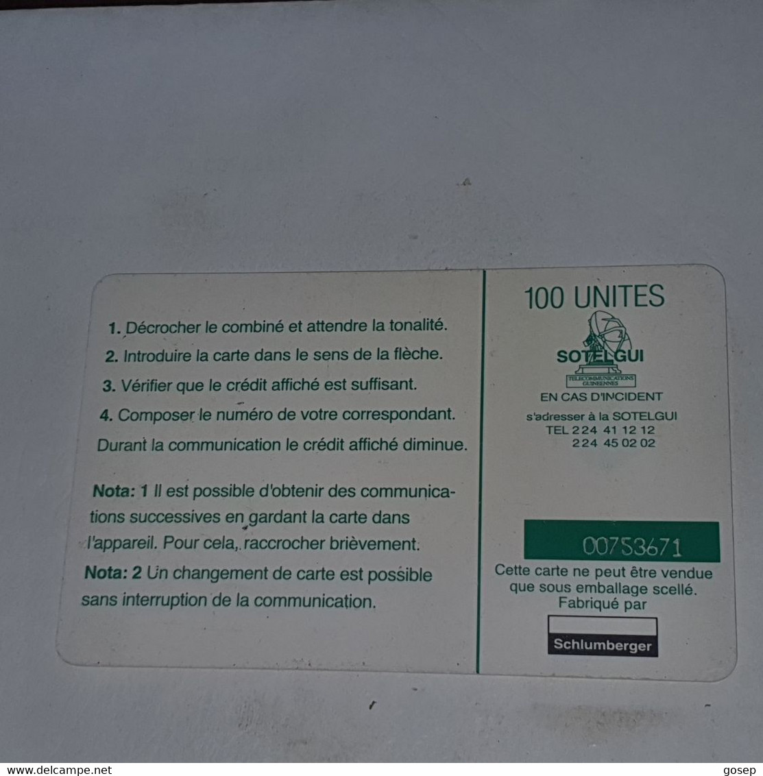 Guinea-(GN-SOT-0014A/1)-Lefas Et Paniers-(14)(100units)(00753671)-used Card+1card Prepiad/gift Free - Guinée