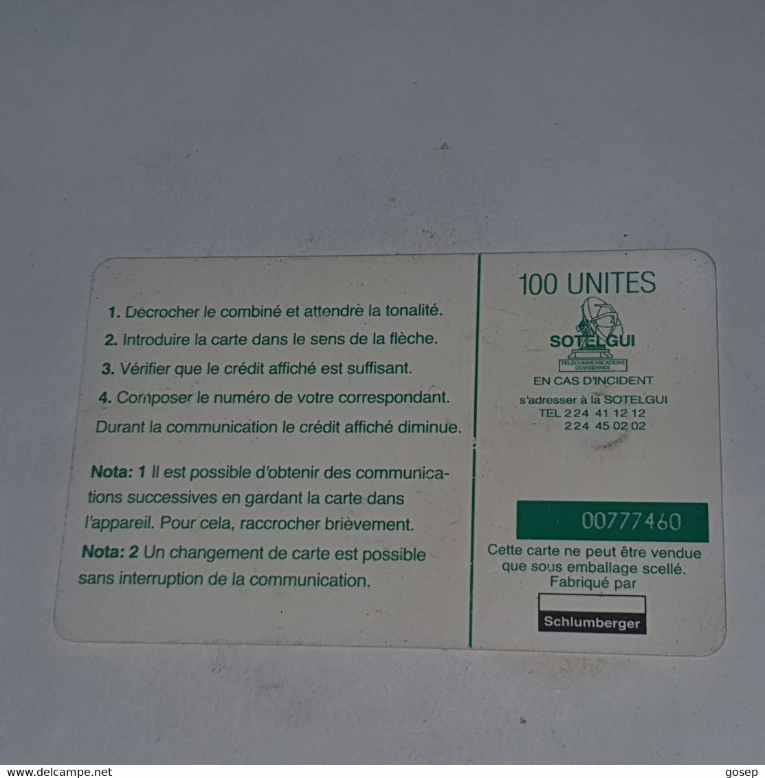 Guinea-(GN-SOT-0014A/2)-Lefas Et Paniers-(15)(100units)(00777460)-used Card+1card Prepiad/gift Free - Guinée