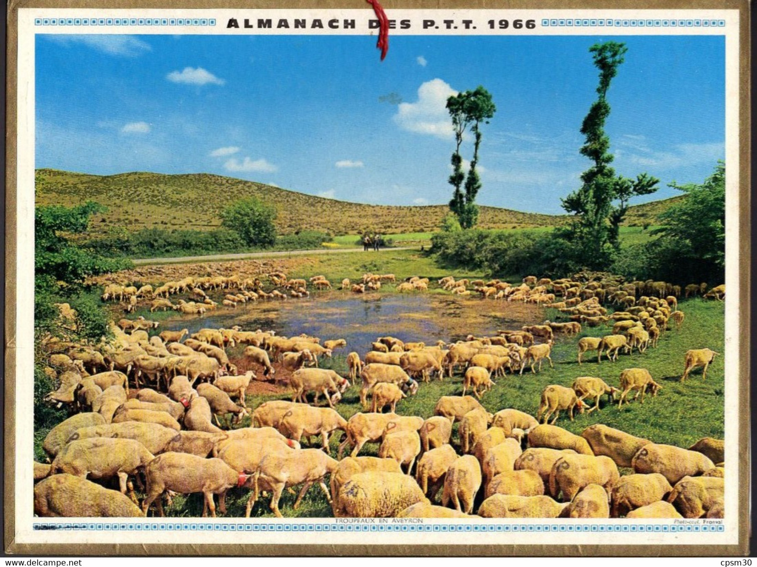 CALENDRIER GF 1966 - Moutons à La Lavogne En Aveyron, Jeunes Chiots, Imprimeur Oller (calendrier Double) - Grand Format : 1961-70