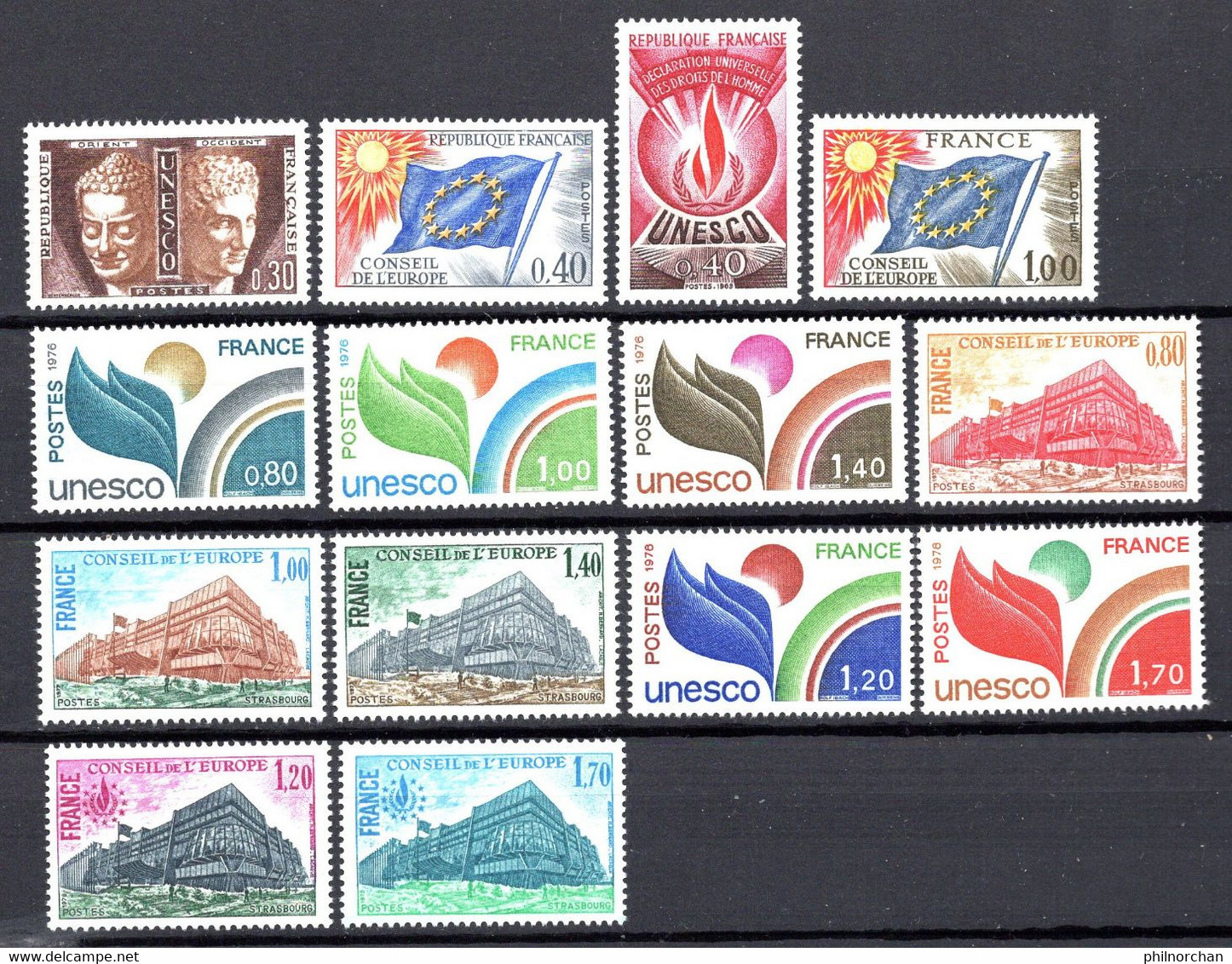 Unesco 1960/69 Neufs** N°22,31,40,49 à 59     TB   3,20 € (cote 18,10 €  14 Valeurs) - Neufs