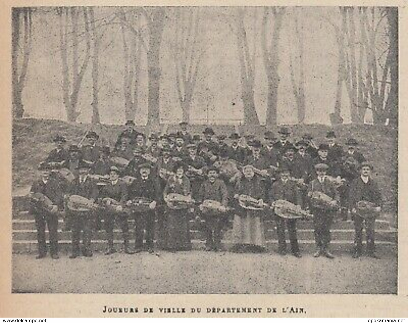 G3969 France - Joueurs De Vielle Du Département De L'Ain - 1914 Vintage Print - Stiche & Gravuren