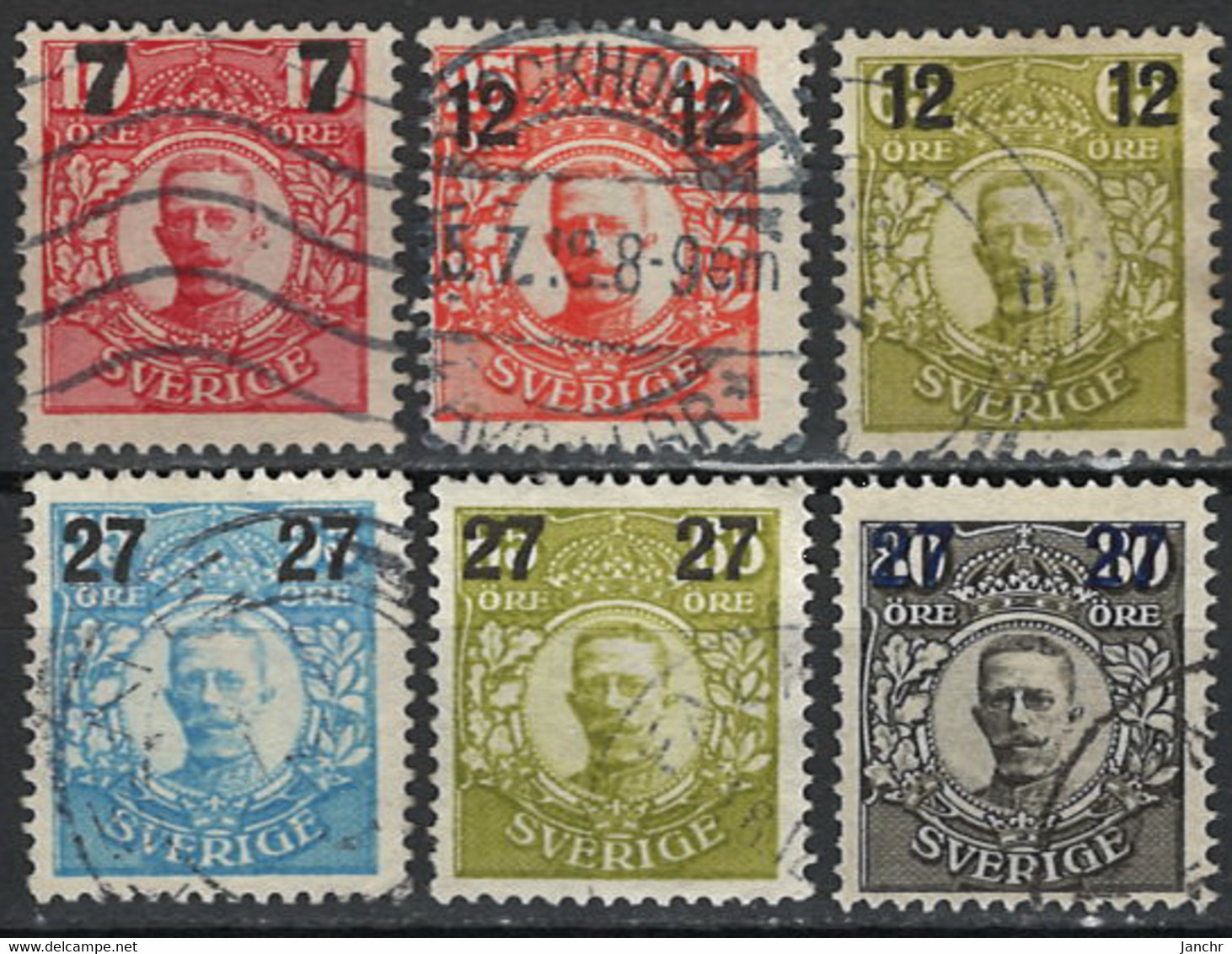 Sweden 1918. Mi.Nr. 109-114 Complete Set, Used O - Usados