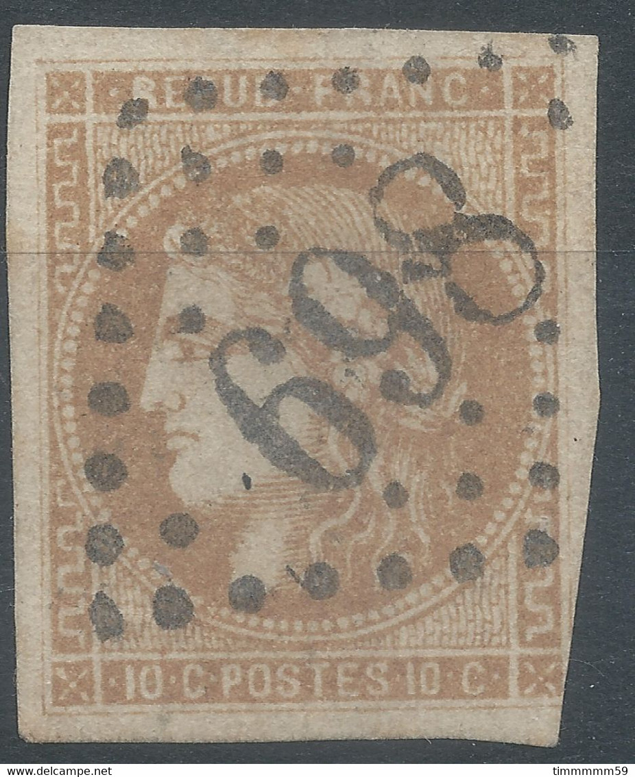 Lot N°59666  Variété/n°43B, Oblit GC 698 Calais, Pas-de-Calais (61), Trois Belles Marges, R De REPUB - 1870 Bordeaux Printing