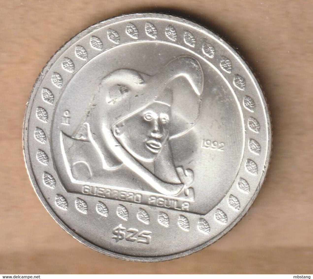 MEXICO 25 Pesos / ¼ Onza (Eagle Warrior) 1992  Silver (.999) • 7.7758 G • ⌀ 27 Mm KM# 554 - Messico