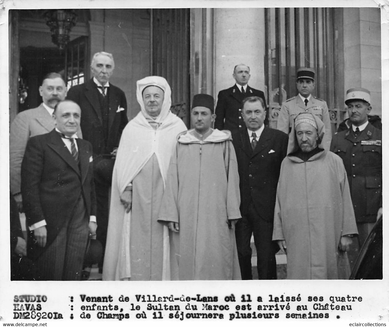 Photographie:    Sultan Mohamed V Du Maroc Arrive Au Château De Champs Sur Marne  1939  (voir Scan Et Commentaires) - Otros & Sin Clasificación