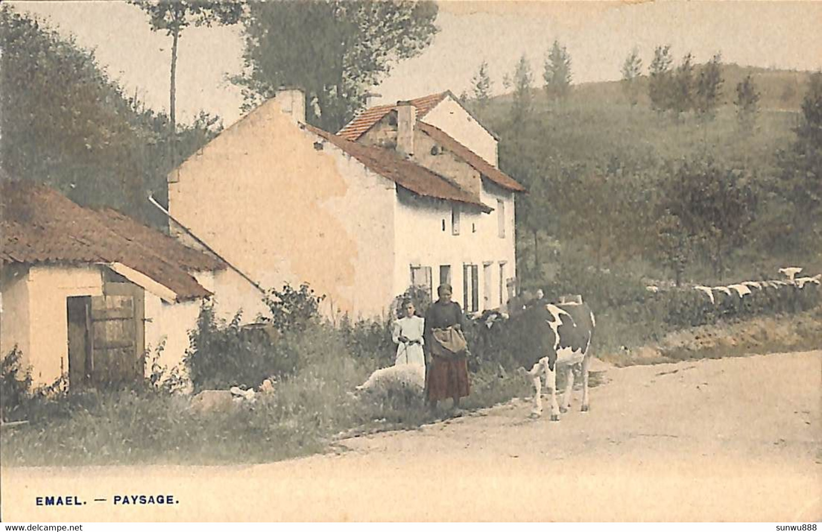 Emael - Paysage (animée Colorisée Vache Mouton Librairie Olyff) - Bassenge