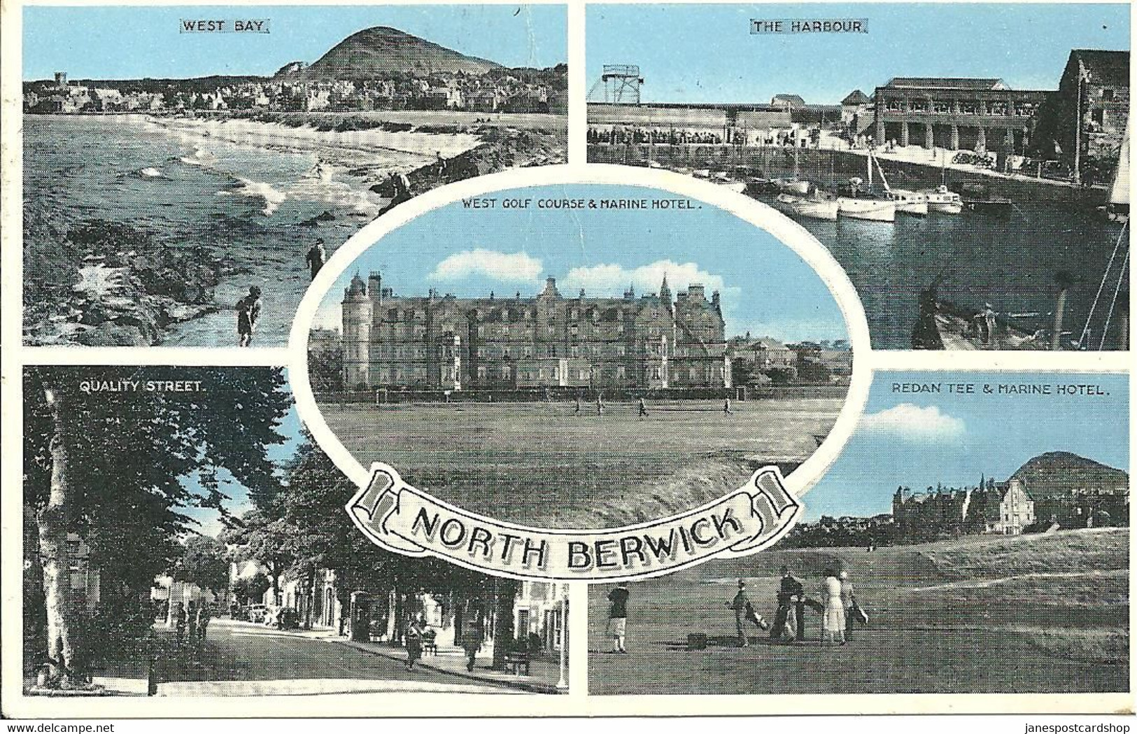 MULTI-VIEW - NORTH BERWICK SHOWING REDAN TEE & MARINE HOTEL - THE HARBOUR - QUALITY STREET WITH NORTH BERWICK POSTMARK - Berwickshire