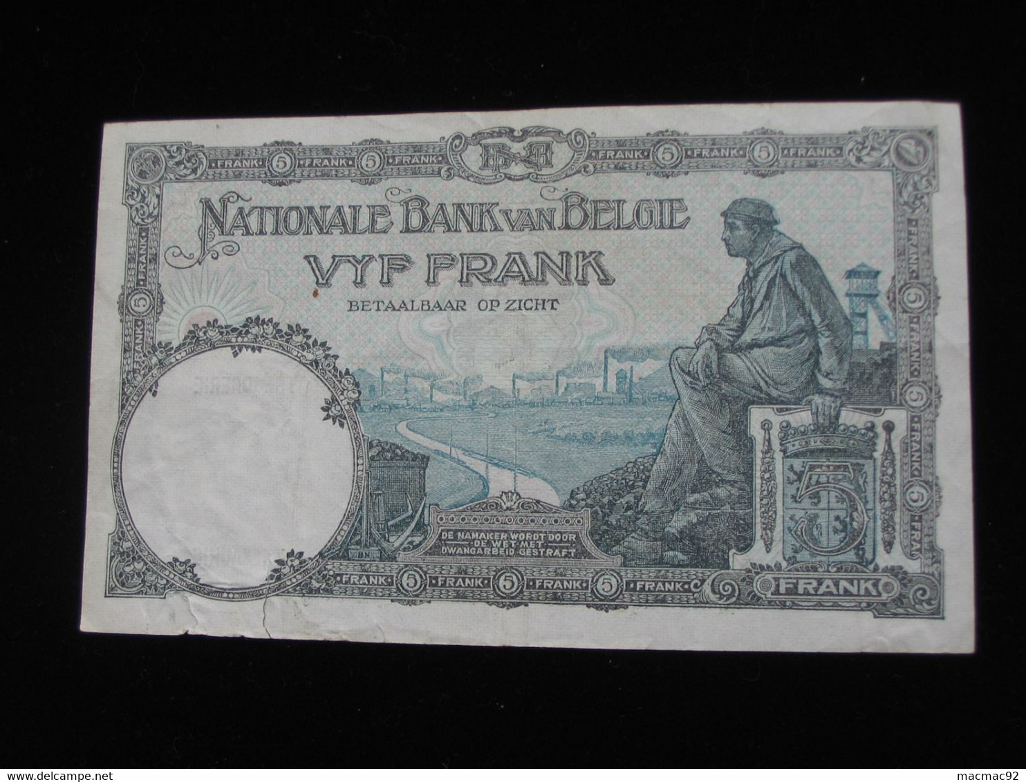 BELGIQUE - 5 Francs - VYF FRANK 1931  - Banque Nationale De Belgique  **** EN ACHAT IMMEDIAT **** - Autres & Non Classés