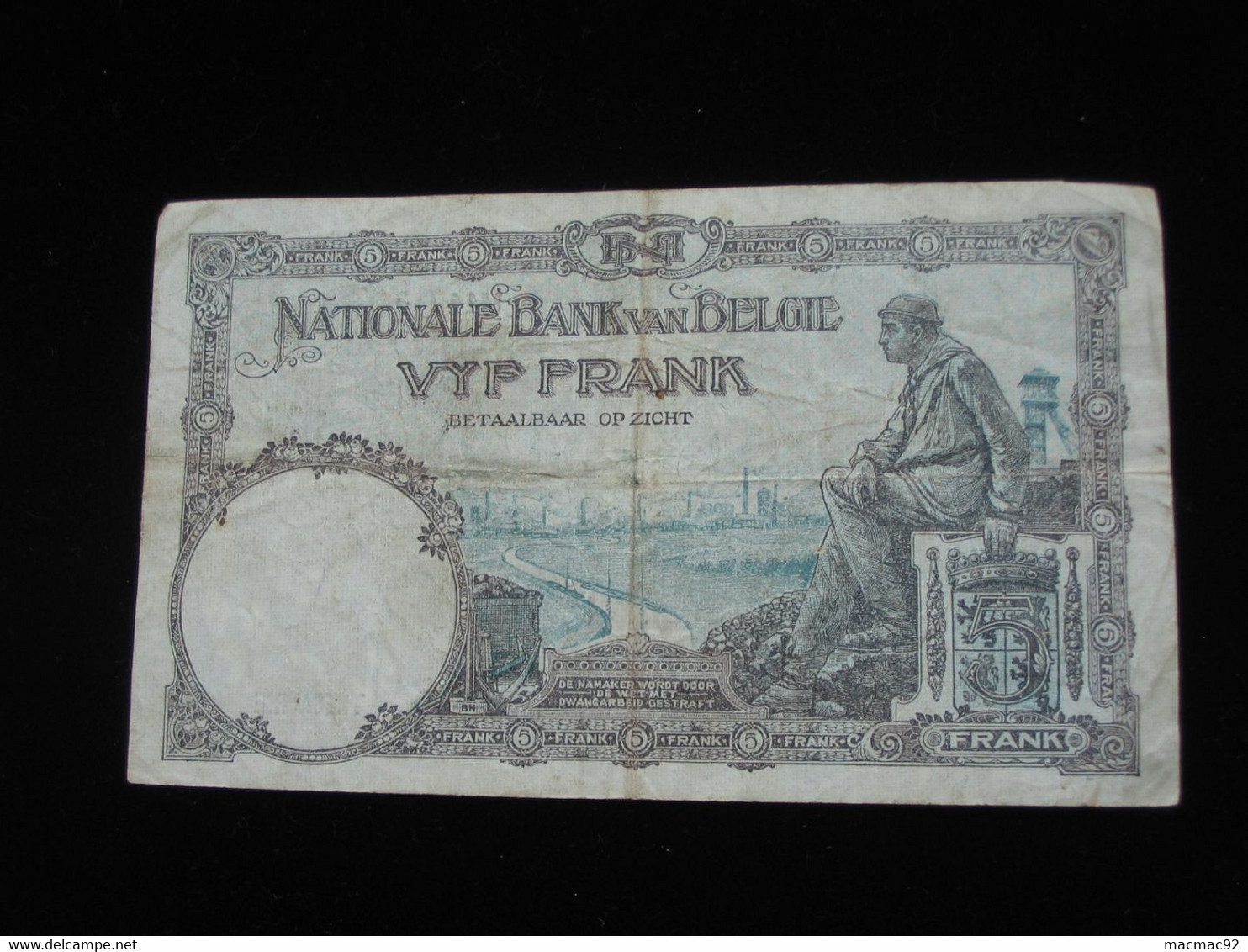 BELGIQUE - 5 Francs - VYF FRANK 1931  - Banque Nationale De Belgique  **** EN ACHAT IMMEDIAT **** - Andere & Zonder Classificatie