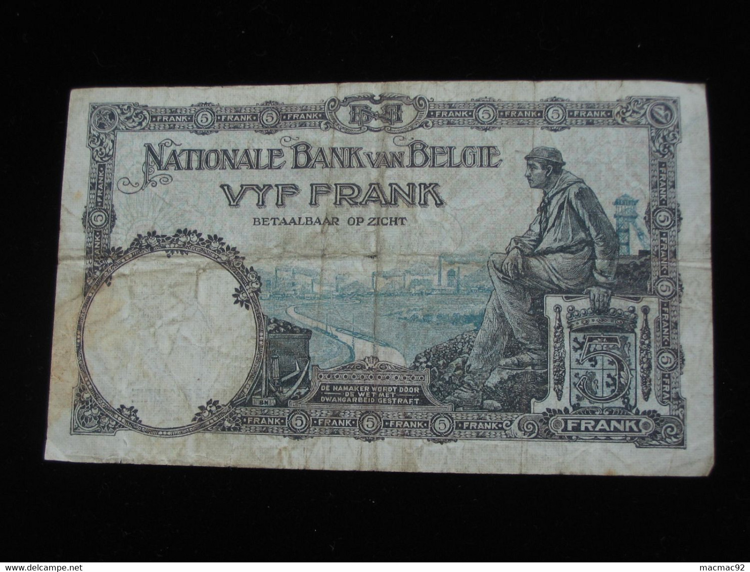 BELGIQUE - 5 Francs - VYF FRANK 1931  - Banque Nationale De Belgique  **** EN ACHAT IMMEDIAT **** - Andere & Zonder Classificatie