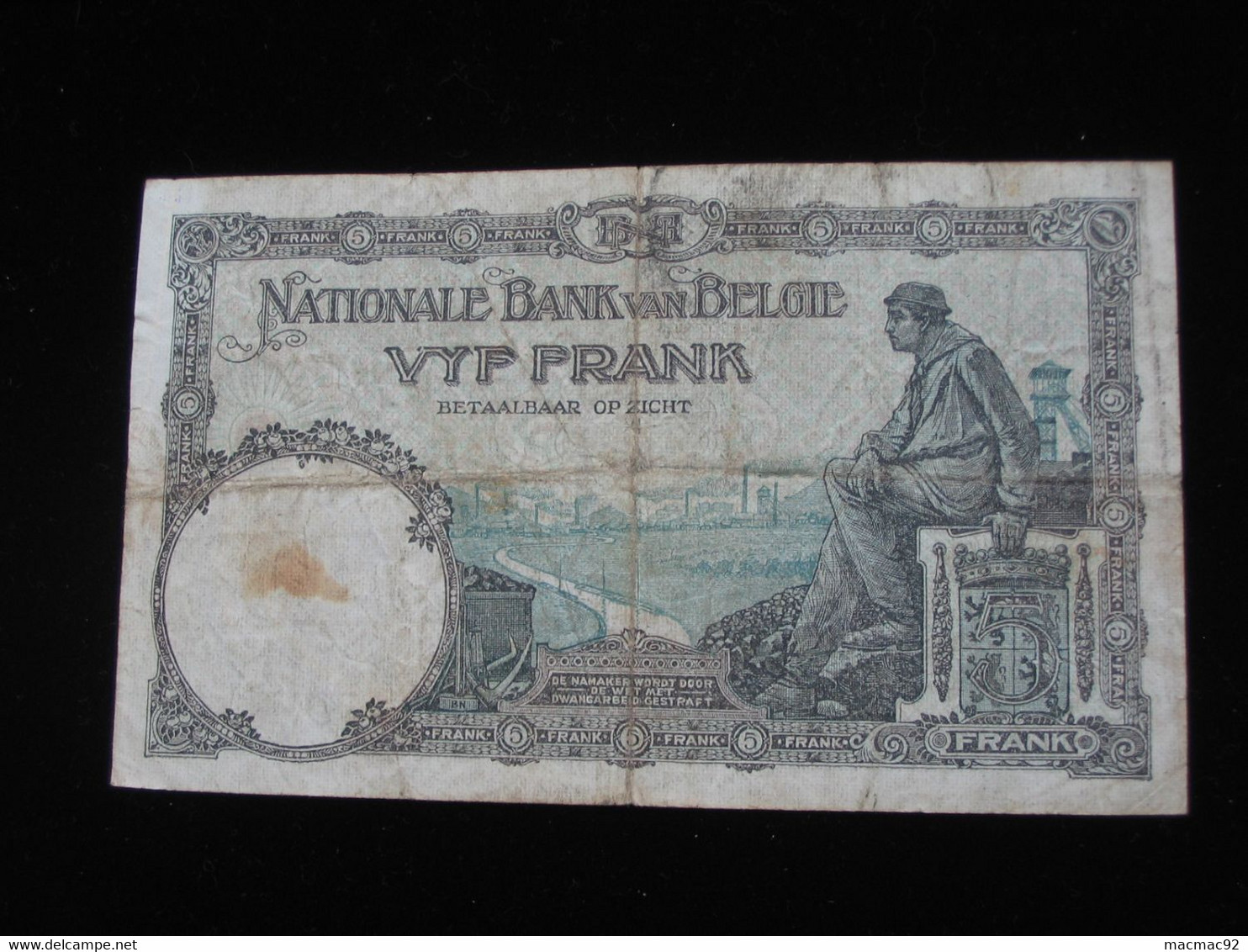 BELGIQUE - 5 Francs - VYF FRANK 1931  - Banque Nationale De Belgique  **** EN ACHAT IMMEDIAT **** - Andere & Zonder Classificatie